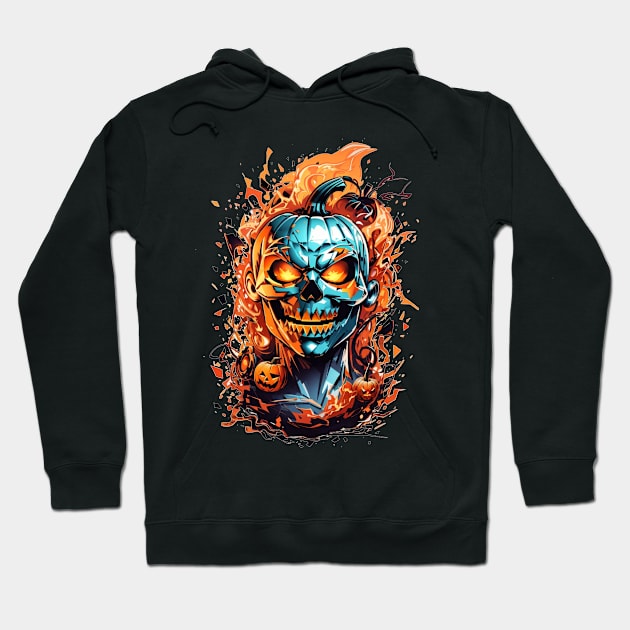 crazy pumpkin with fire Hoodie by Majkel&Majkel